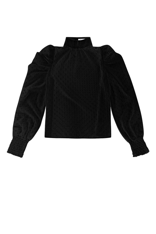 Damen Langarmshirt Puffärmel Hoher Kragen | Polyester | Mehrfarbig