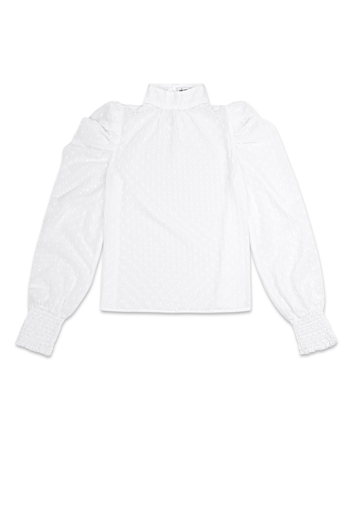 damen langarmshirt puffärmel hoher kragen | polyester | mehrfarbig