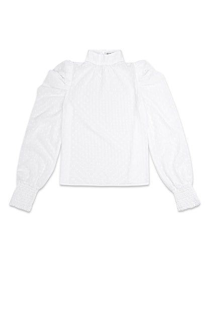 Damen Langarmshirt Puffärmel Hoher Kragen | Polyester | Mehrfarbig