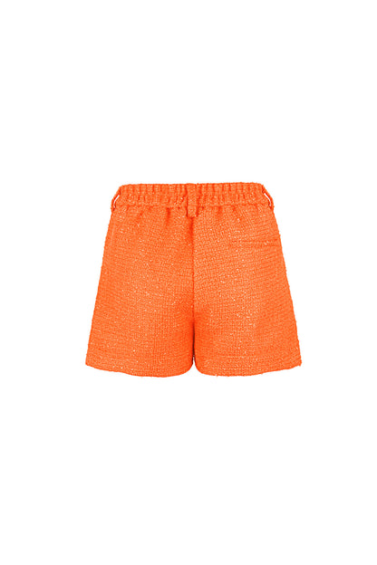 Damen Shorts Hohe Taille Einfarbig | Polyester | Orange