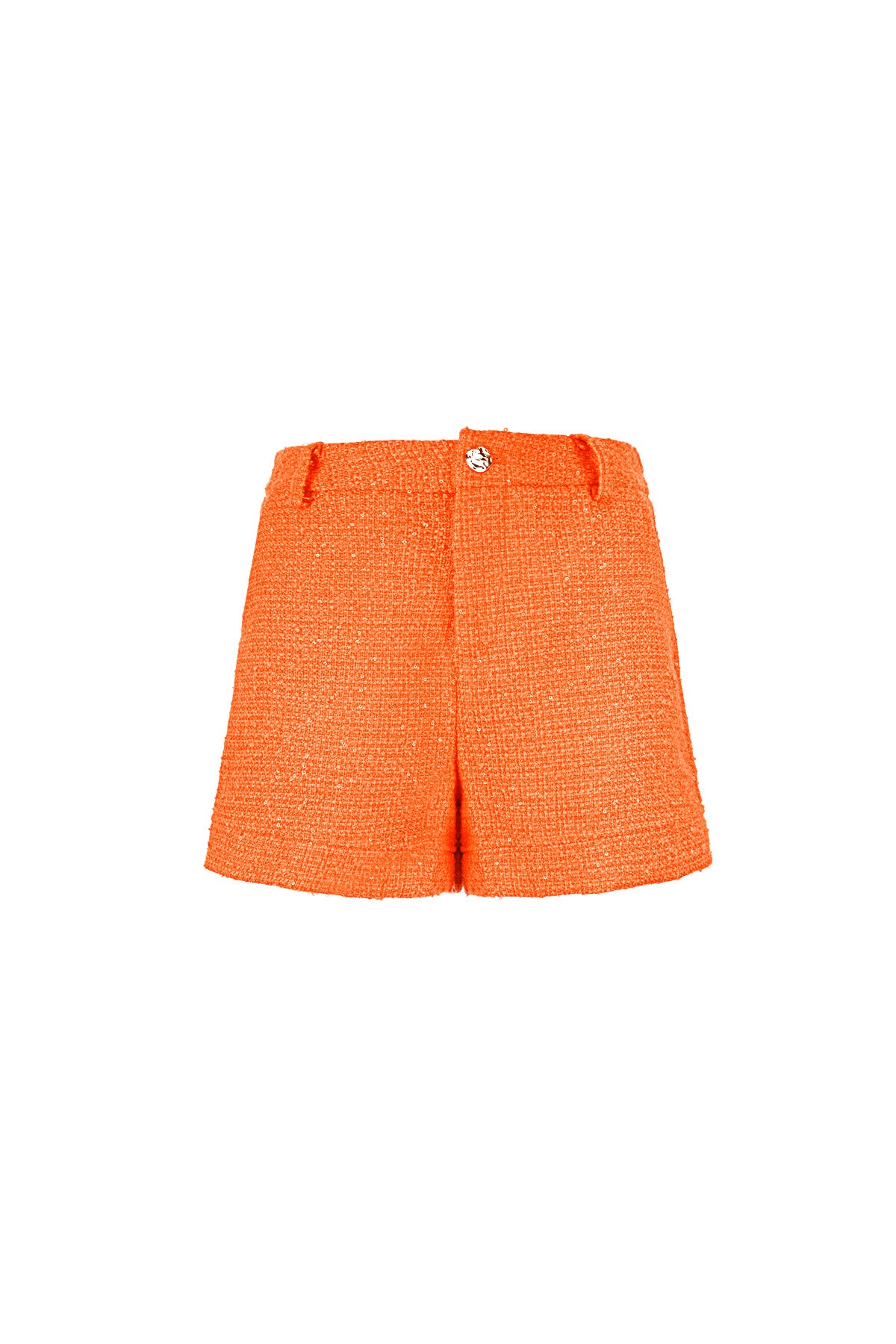 damen shorts hohe taille einfarbig | polyester | orange