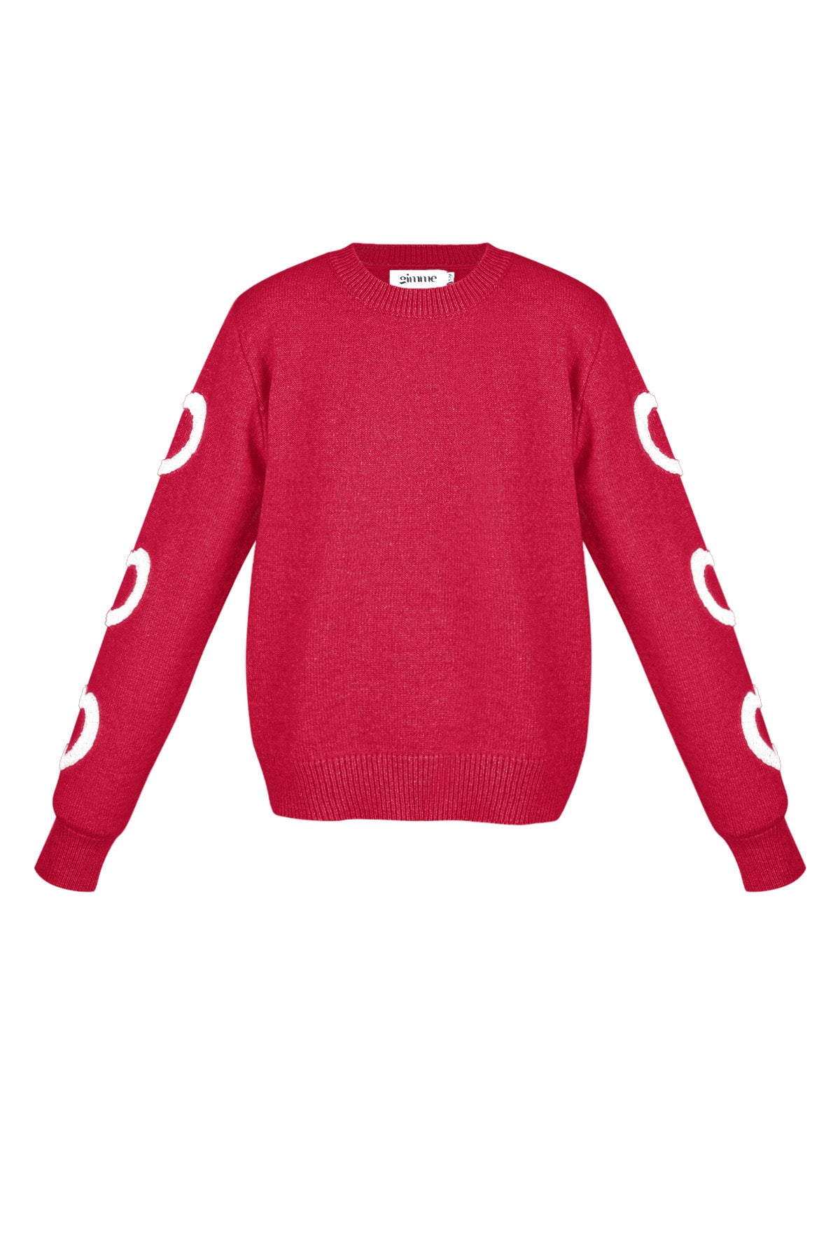 Damen Pullover Rundhals Herzmuster | Wollmischung | Mehrfarbig