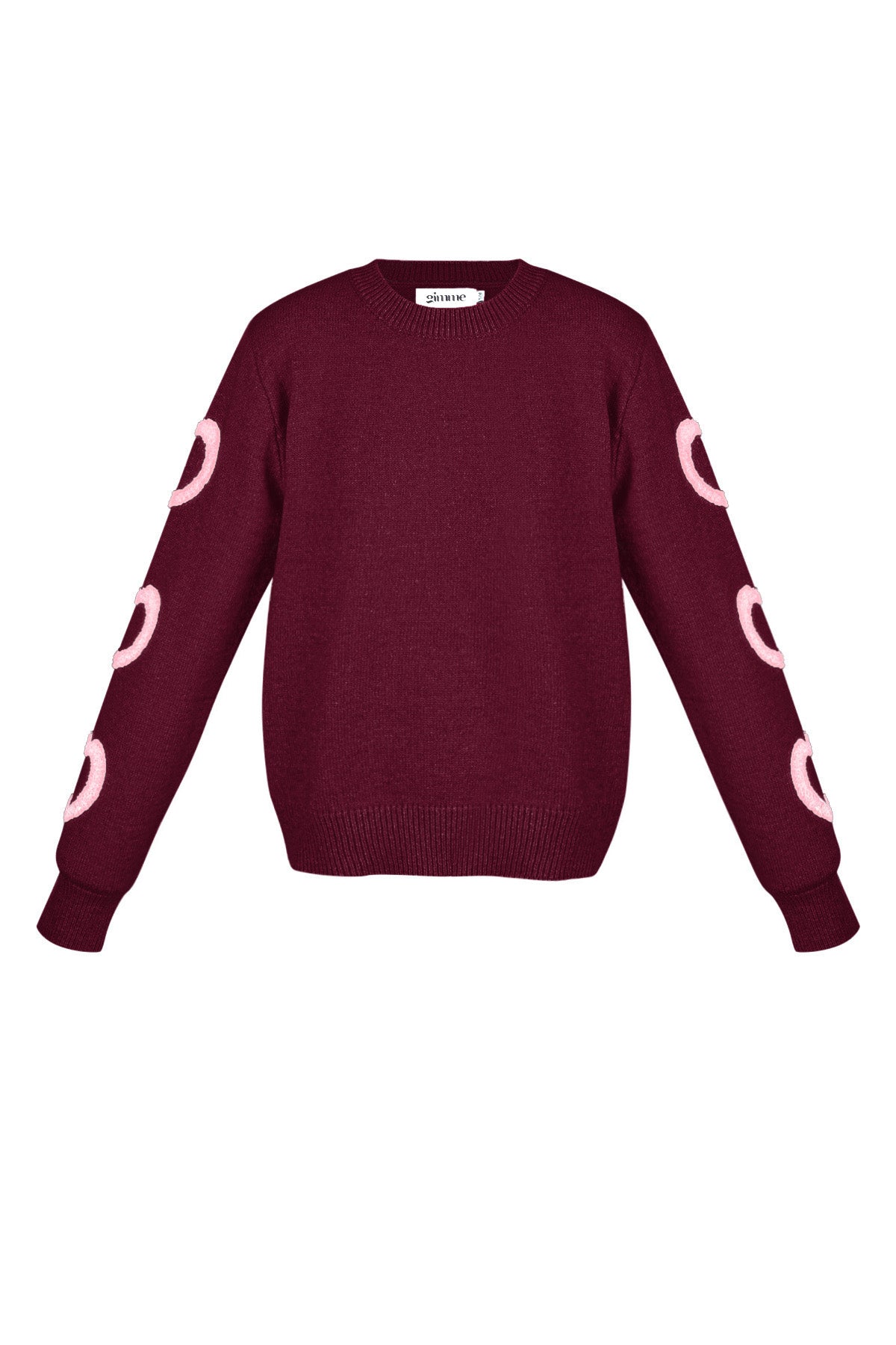 damen pullover rundhals herzmuster | wollmischung | mehrfarbig