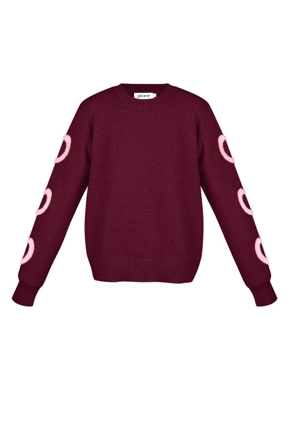 Damen Pullover Rundhals Herzmuster | Wollmischung | Mehrfarbig