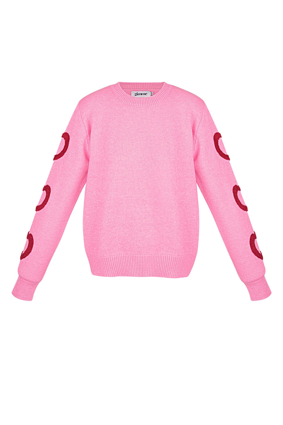 Damen Pullover Rundhals Herzmuster | Wollmischung | Mehrfarbig