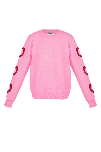Damen Pullover Rundhals Herzmuster | Wollmischung | Mehrfarbig
