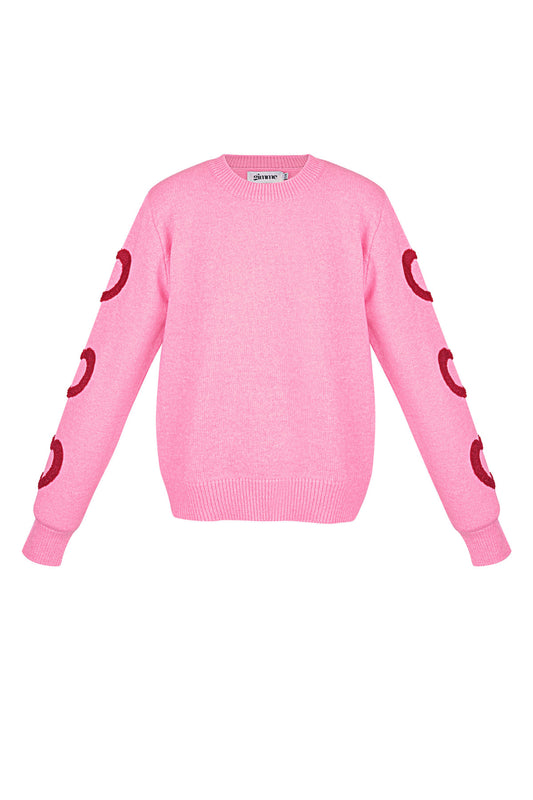 Damen Pullover Rundhals Herzmuster | Wollmischung | Mehrfarbig