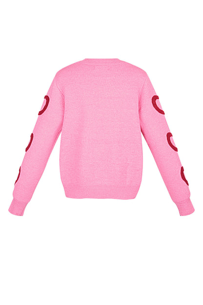 Damen Pullover Rundhals Herzmuster | Wollmischung | Mehrfarbig