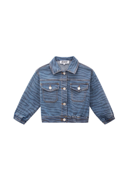 Kinder Jeansjacke Gestreift | Baumwolle | Blau