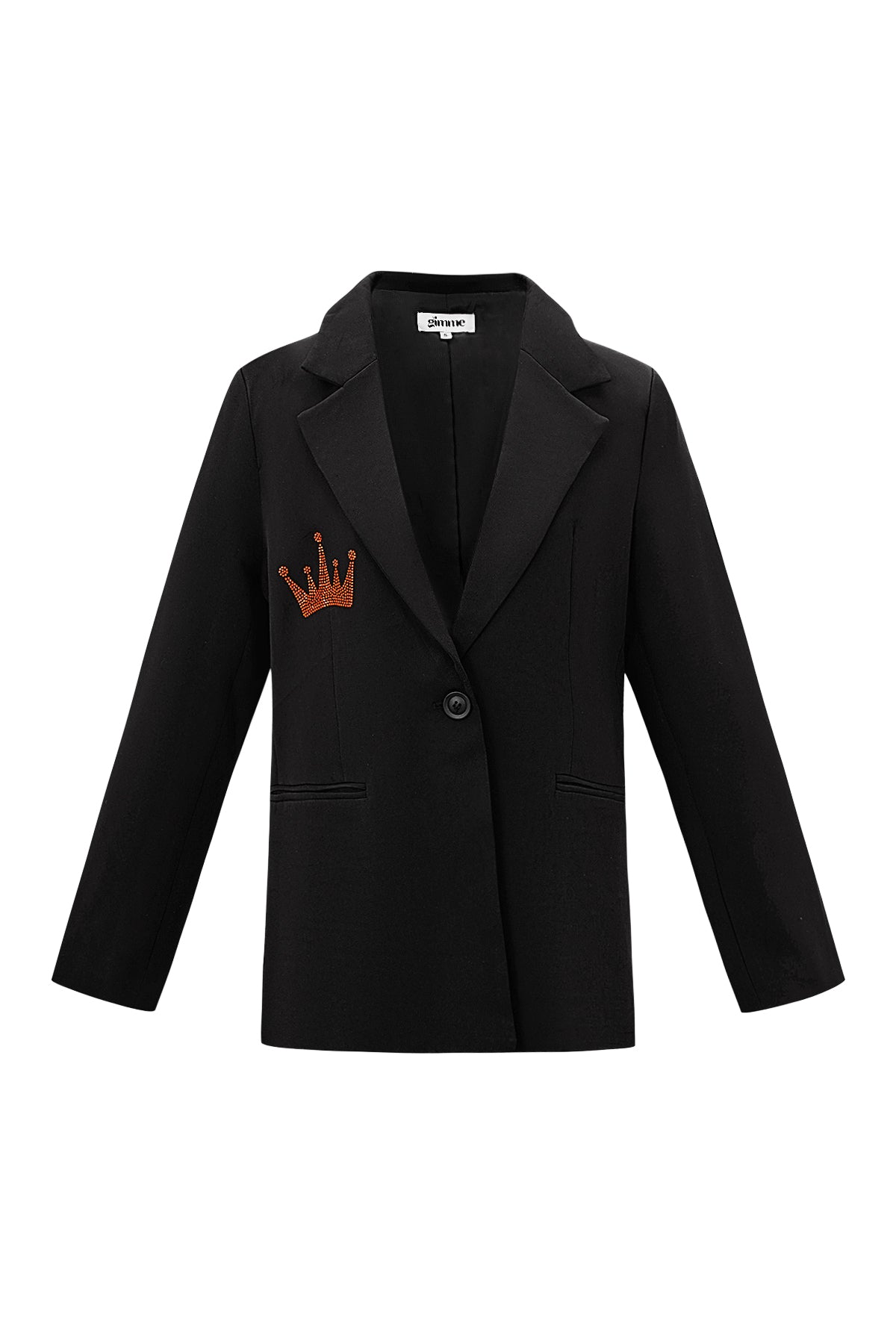 damen anzugjacke krone-stickerei | polyester | schwarz