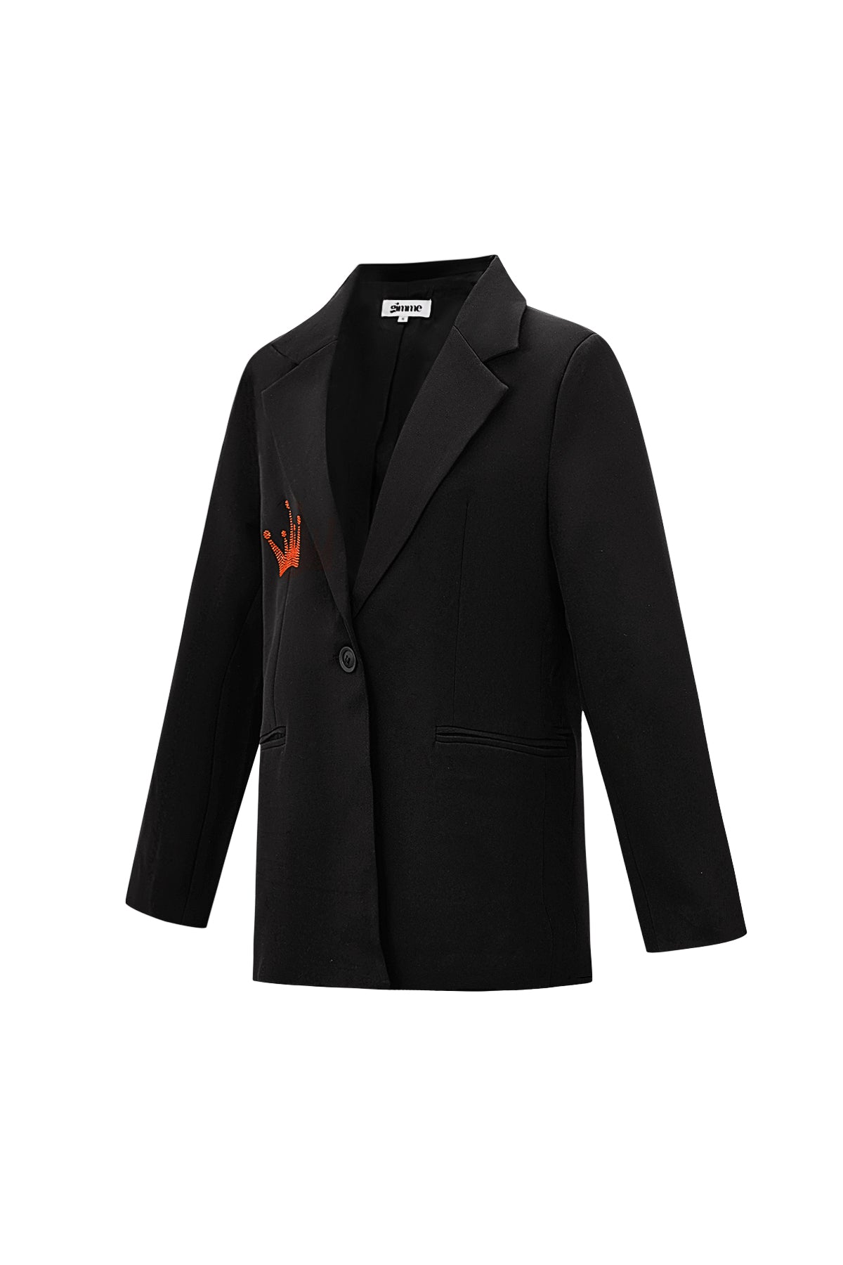 damen anzugjacke krone-stickerei | polyester | schwarz