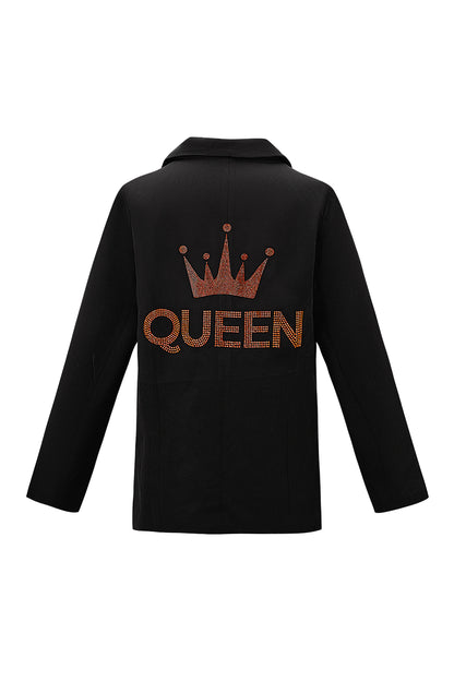 Damen Anzugjacke Krone-Stickerei | Polyester | Schwarz