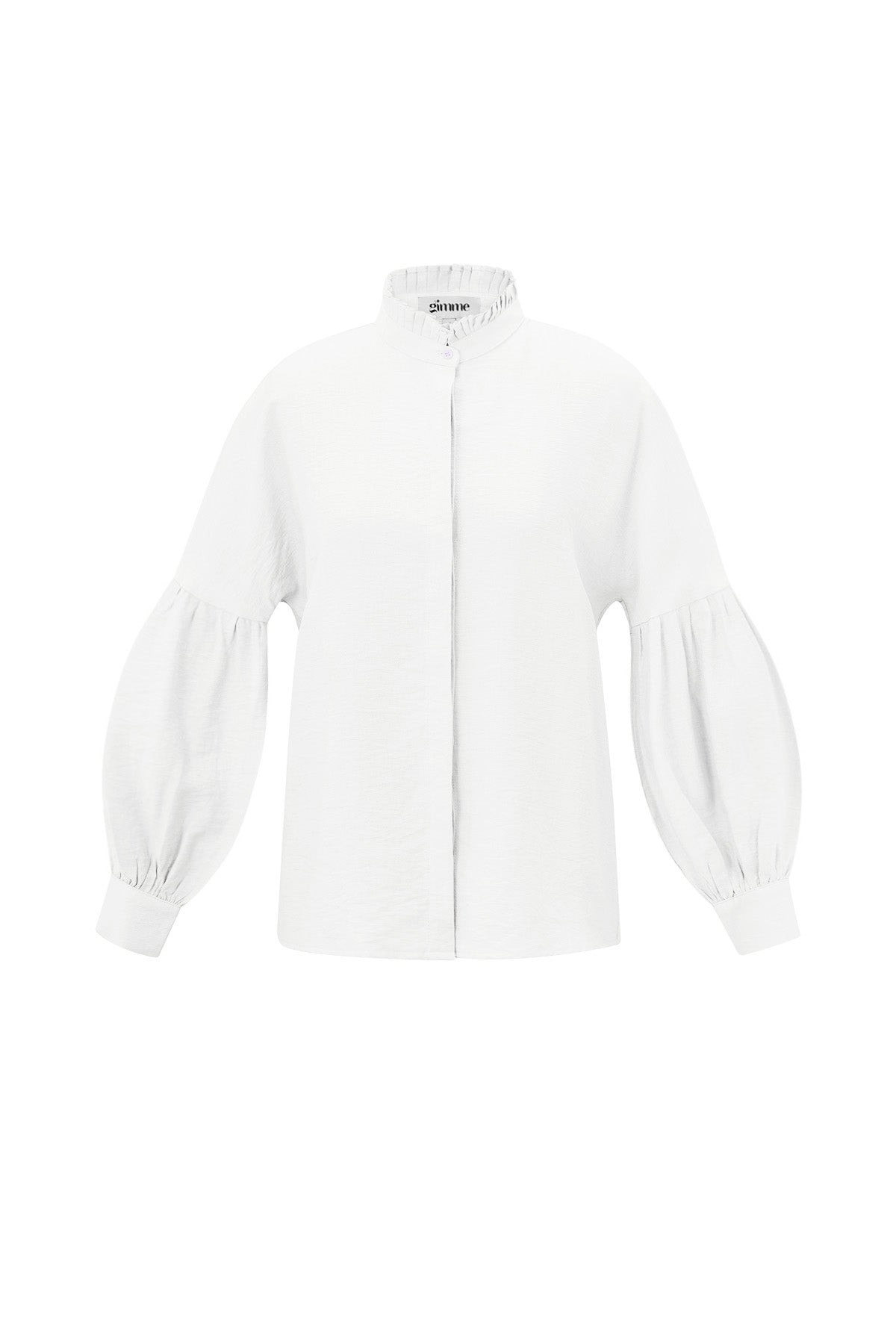 viskose damen-bluse puffärmel stehkragen