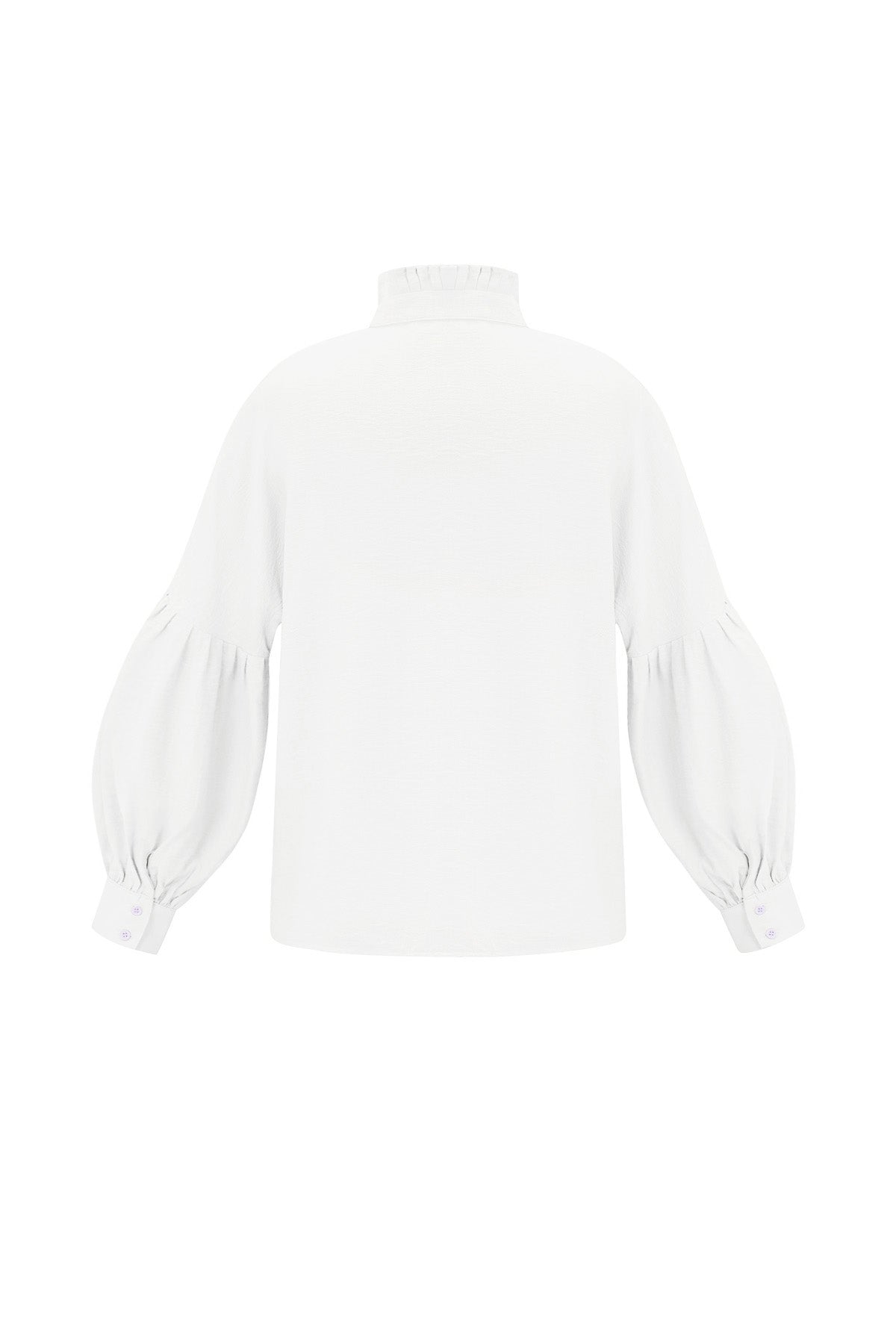 viskose damen-bluse puffärmel stehkragen