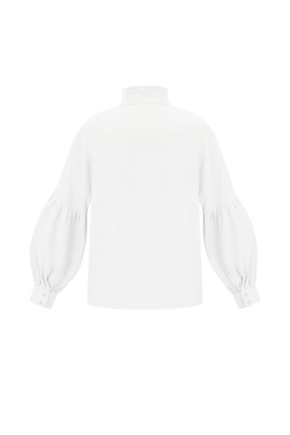 Viskose Damen-Bluse Puffärmel Stehkragen