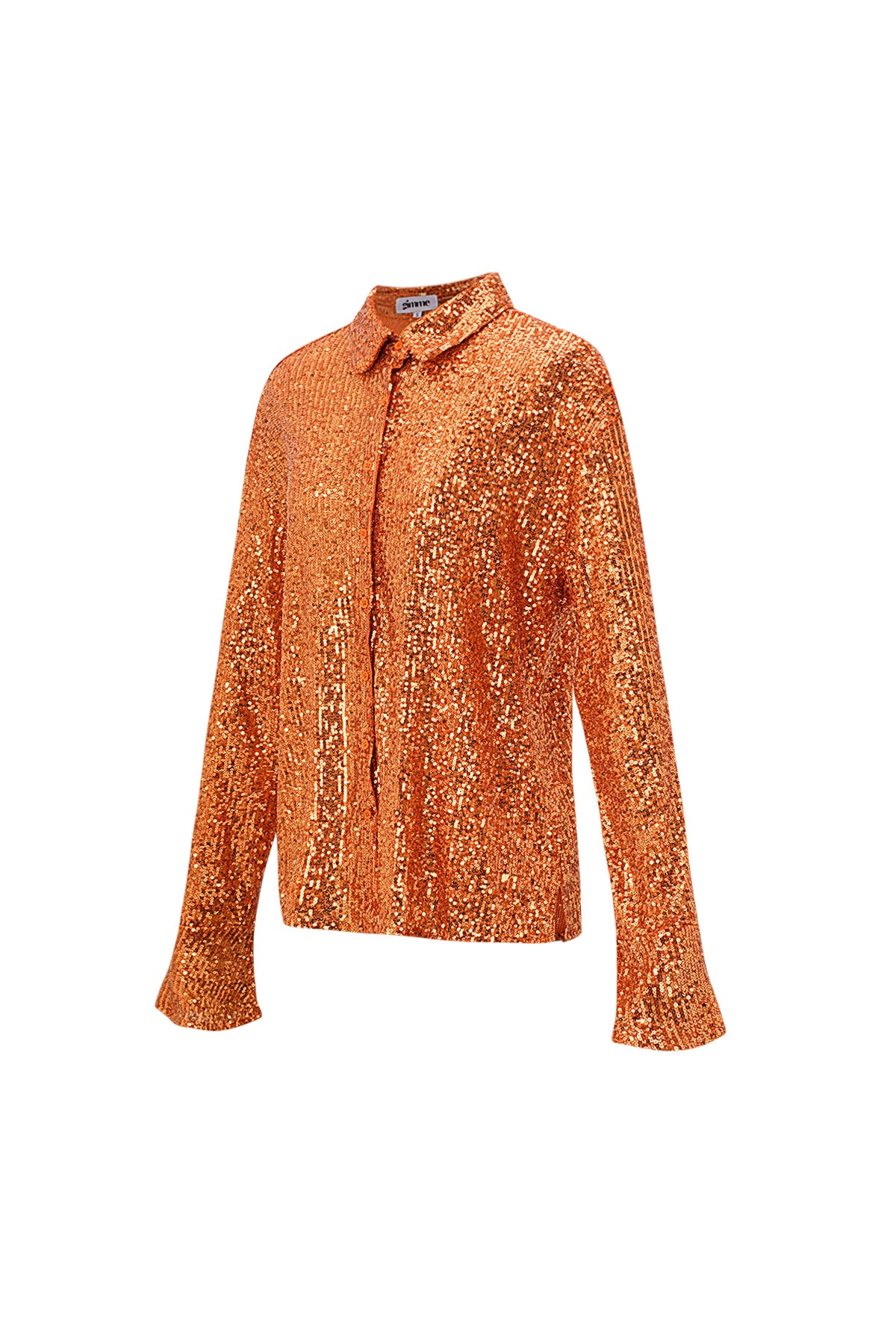 polyester pailletten damenbluse glänzend langarm