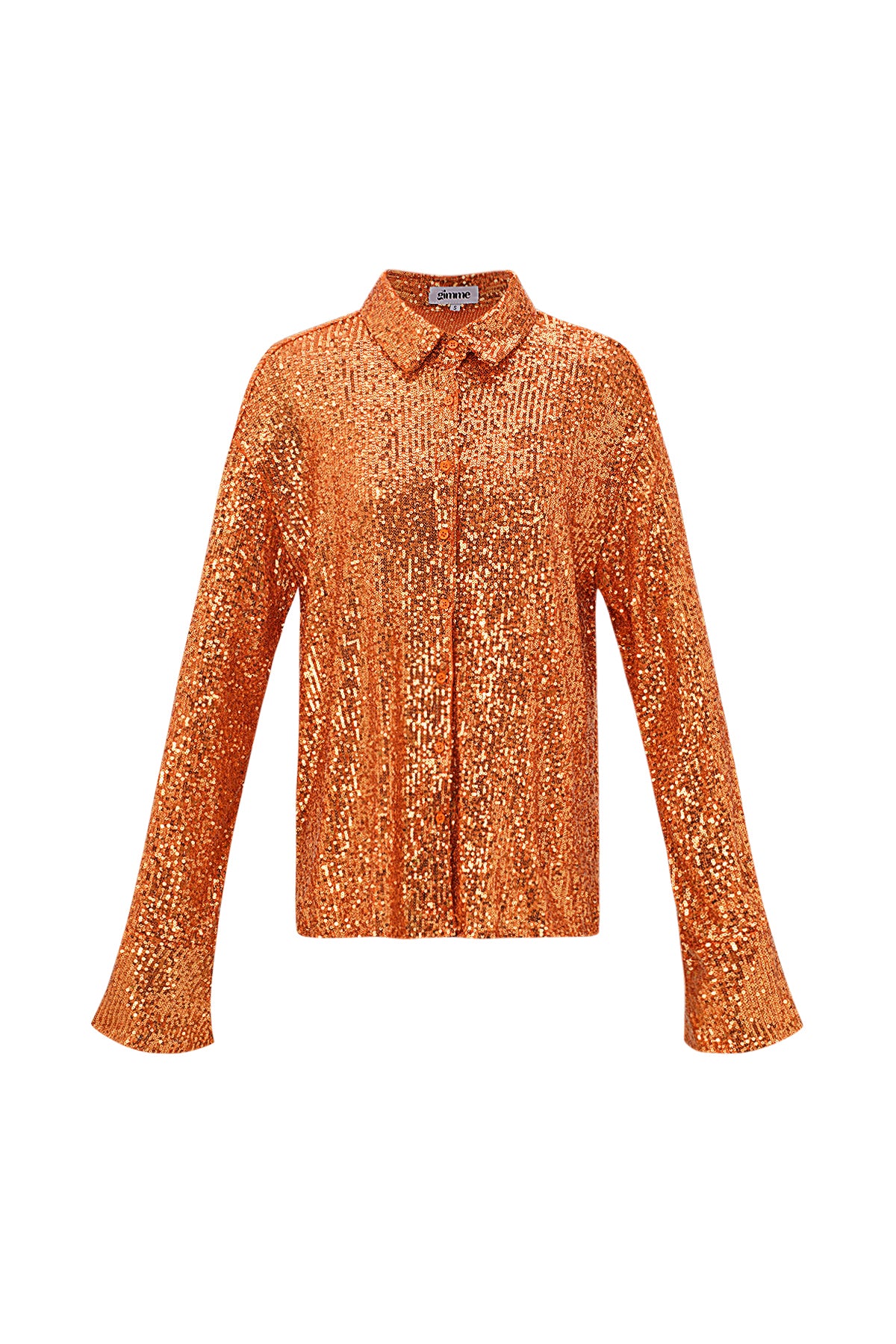 Polyester Pailletten Damenbluse Glänzend Langarm