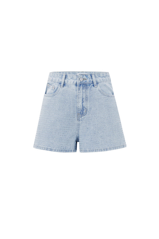 Denim Damen High Waist Shorts Perforiertes Design