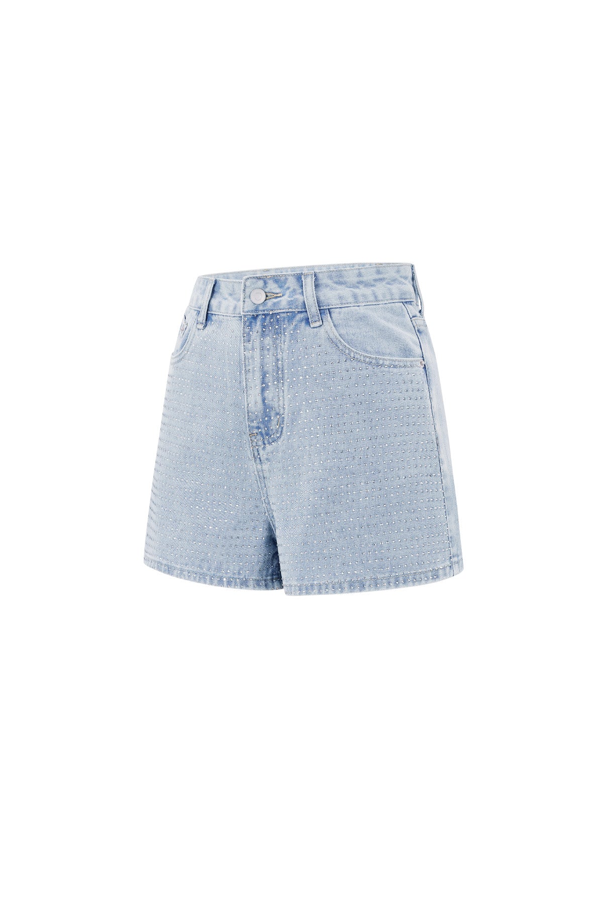 damen denim shorts high waist perforiert | denim | blau
