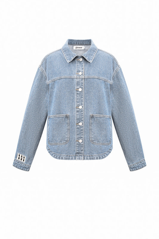 Damen Jeansjacke Patch Detail | Denim | Blau