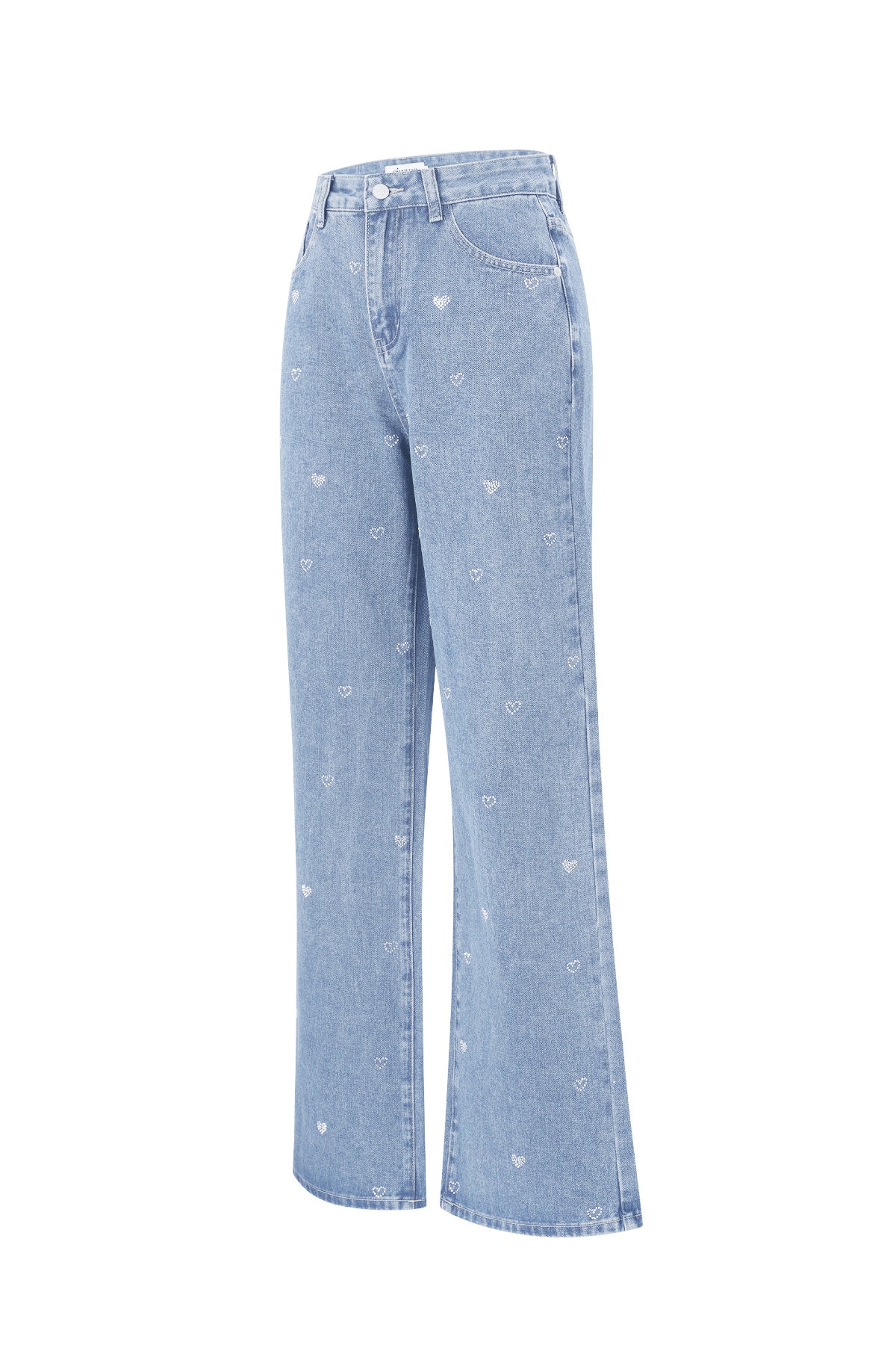 damen jeans herzstickerei | baumwolle | blau
