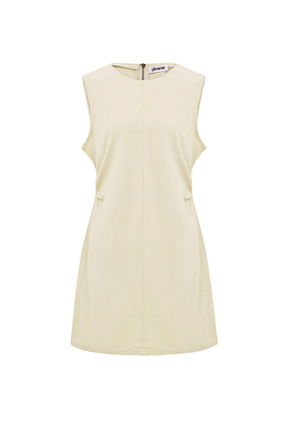 Damen Minikleid Bodycon Ärmellos | Baumwolle | Cremefarben