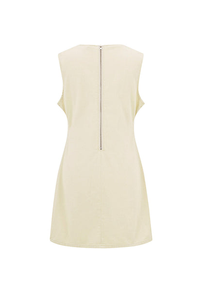 Damen Minikleid Bodycon Ärmellos | Baumwolle | Cremefarben