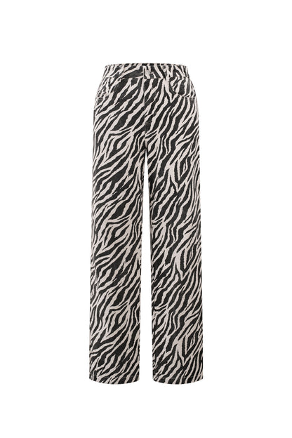 Damen Hose Zebramuster | Baumwolle | Schwarz