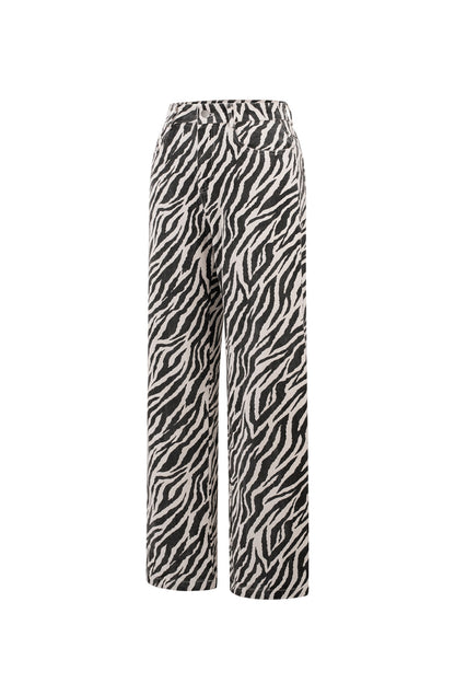 Damen Hose Zebramuster | Baumwolle | Schwarz