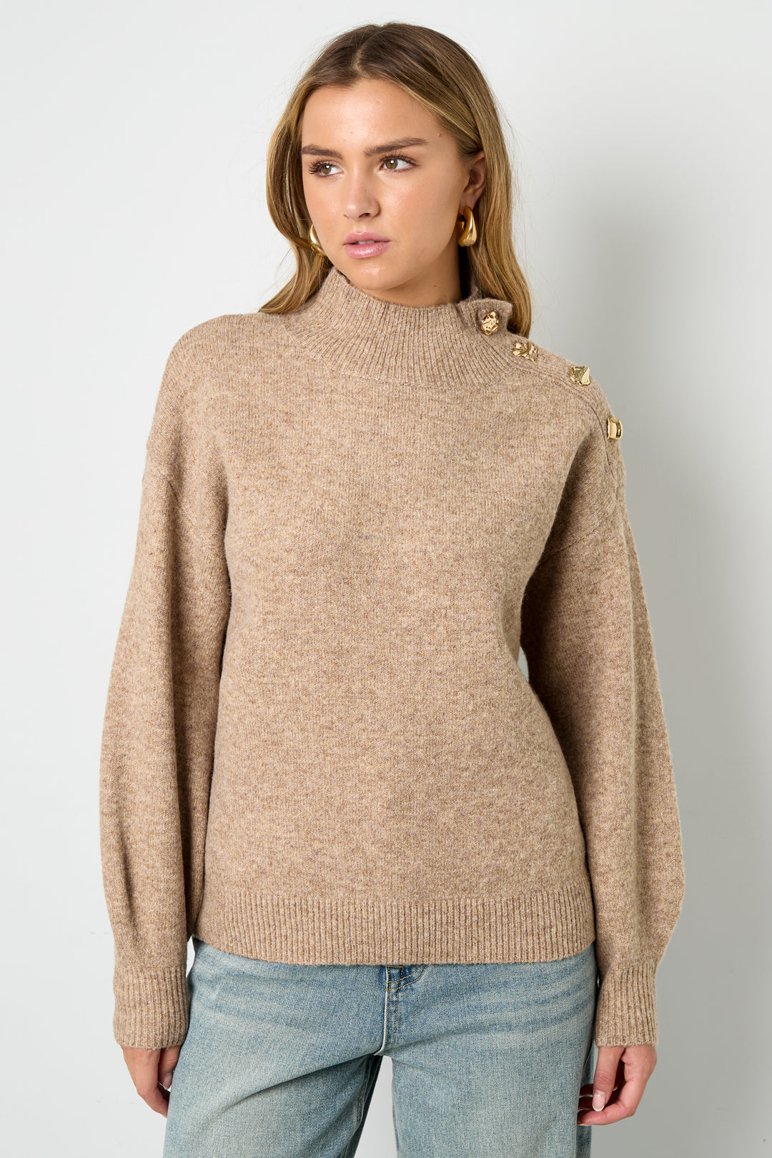 damen rollkragenpullover gestrickt | polyester | mehrfarbig