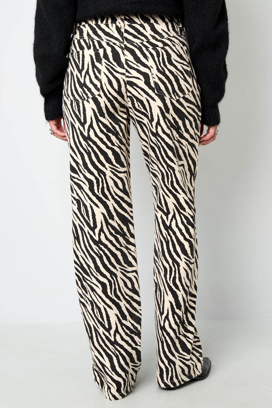 Damen Hose Zebramuster | Baumwolle | Schwarz
