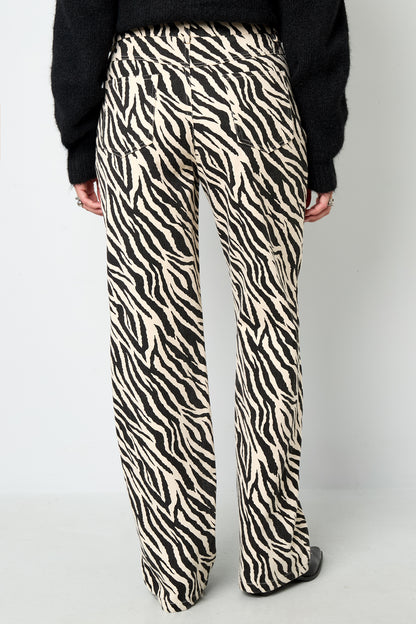 Damen Hose Zebramuster | Baumwolle | Schwarz