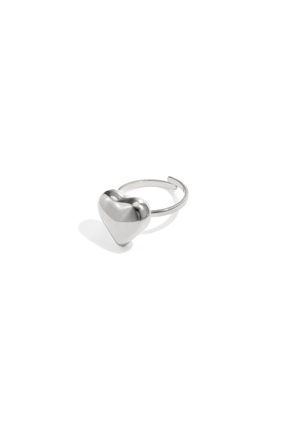 Damen Ring Herz Statement | Edelstahl | Goldfarbe & Silberfarbe