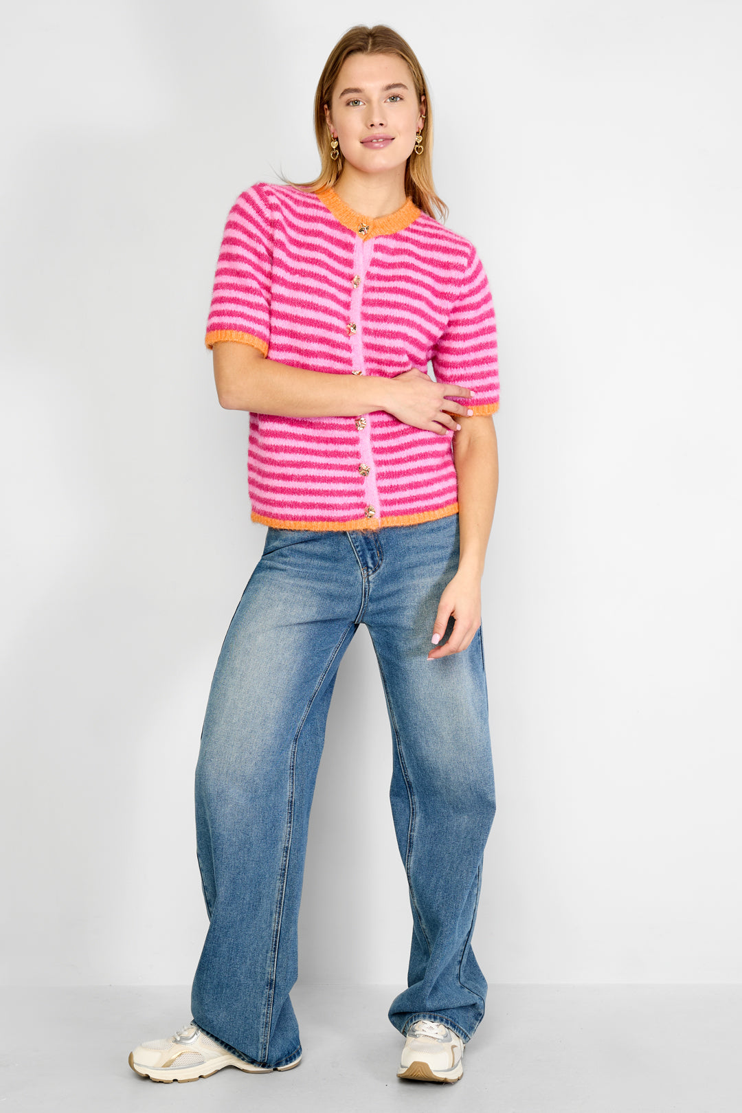 Damen Weste Streifenstrick Leicht | Polyester | Mehrfarbig