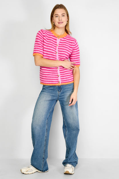Damen Weste Streifenstrick Leicht | Polyester | Mehrfarbig