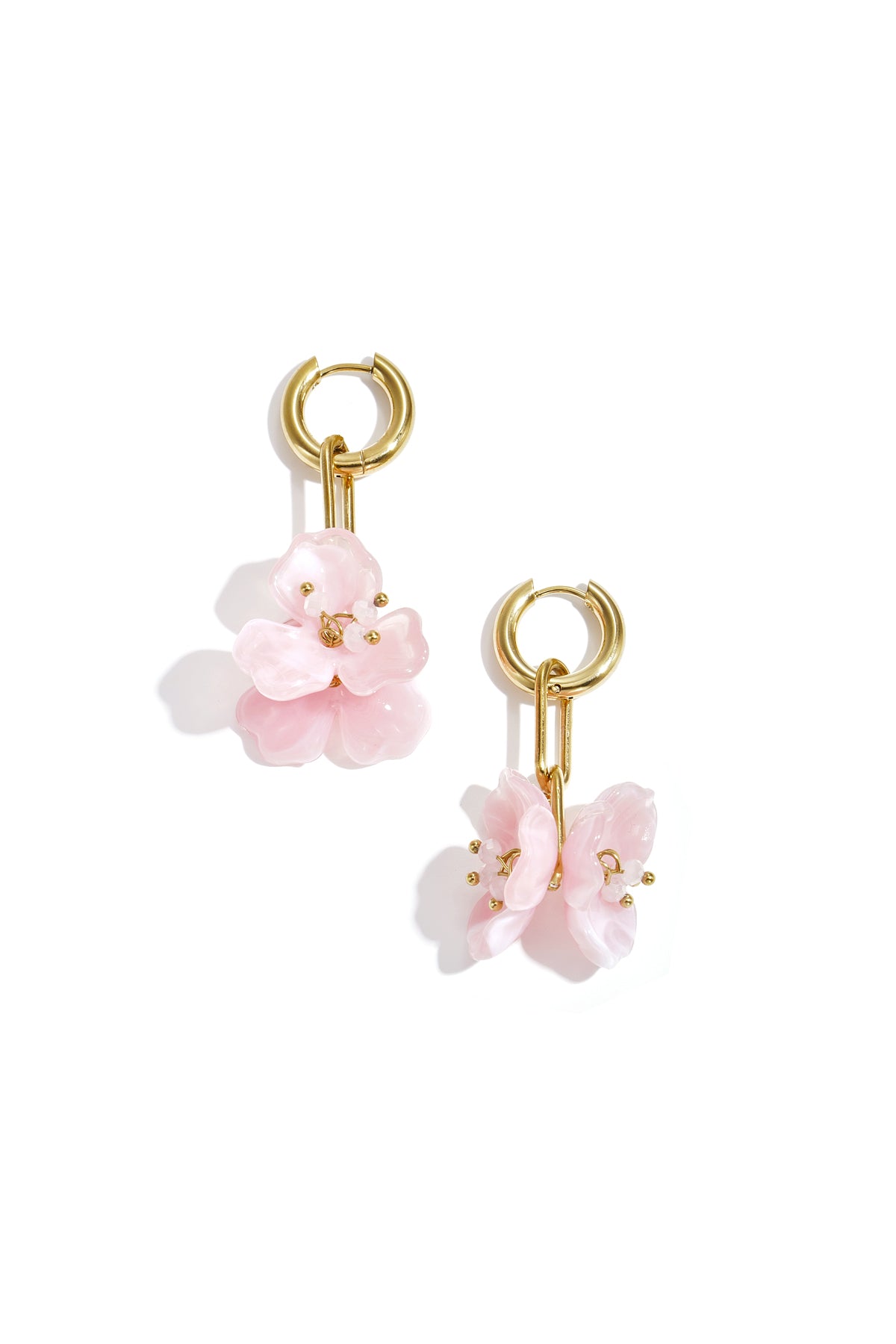 damen ohrringe blume perlen | edelstahl | rosa & braun
