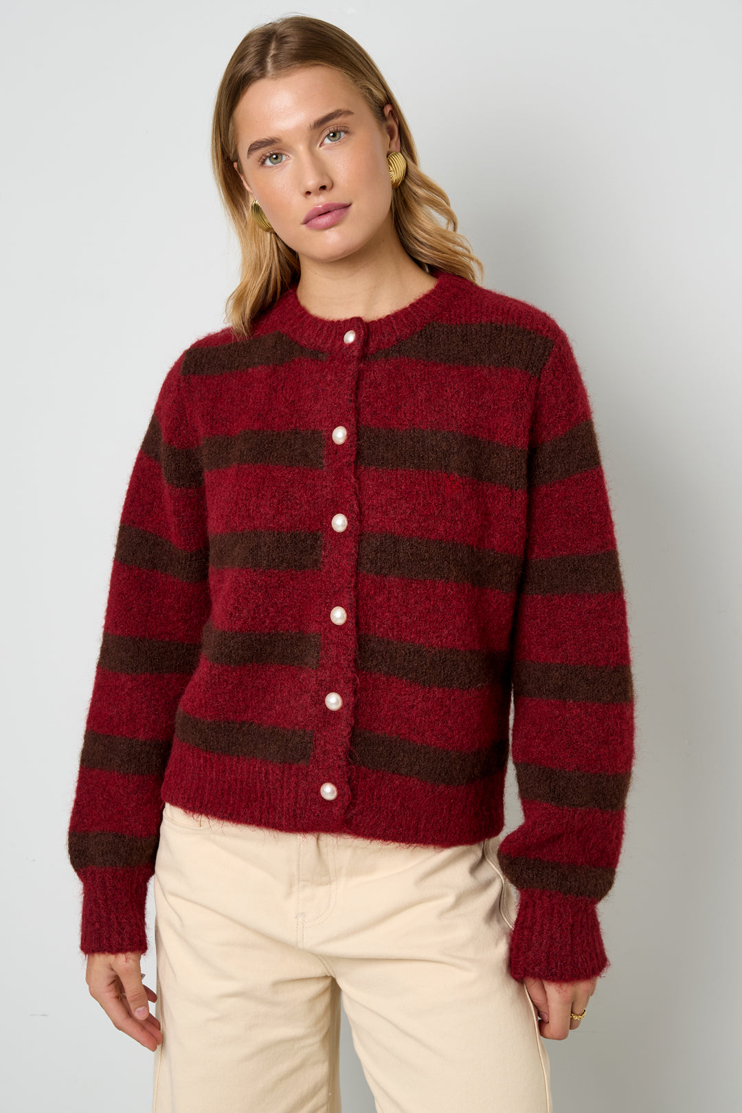 Damen Cardigan Streifen Gestrickt | Polyester | Mehrfarbig