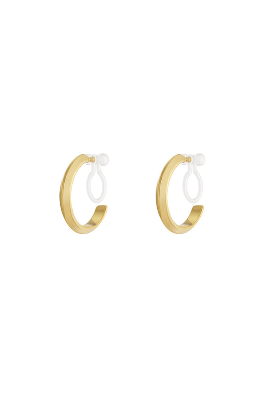 Damen Ohrclips Creole 14K Classic | Edelstahl vergoldet | Goldfarbe