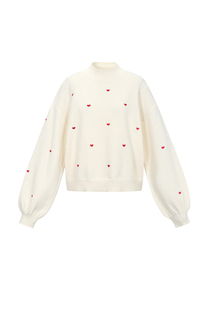 Damen Pullover Herzmuster Strick | Acryl | Mehrfarbig