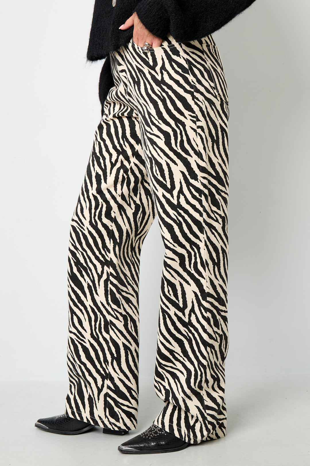 damen hose zebramuster | baumwolle | schwarz