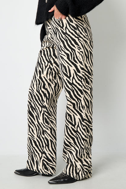 Damen Hose Zebramuster | Baumwolle | Schwarz