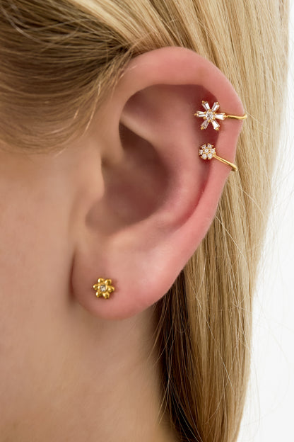 Damen Ear Cuff & Nasenmanschette Zirkon Set | Kupfer | Goldfarbe & Silberfarbe