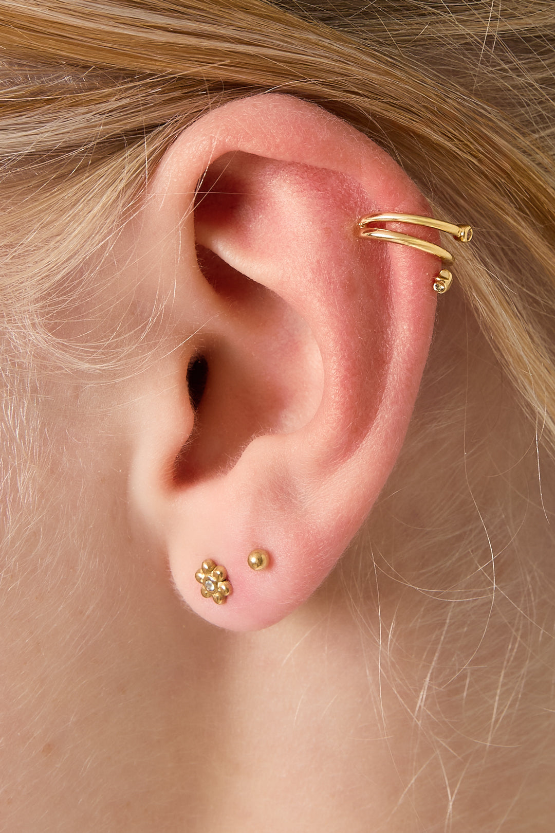 damen ohrklemme geometrisch zirkon | kupfer | gold & silber