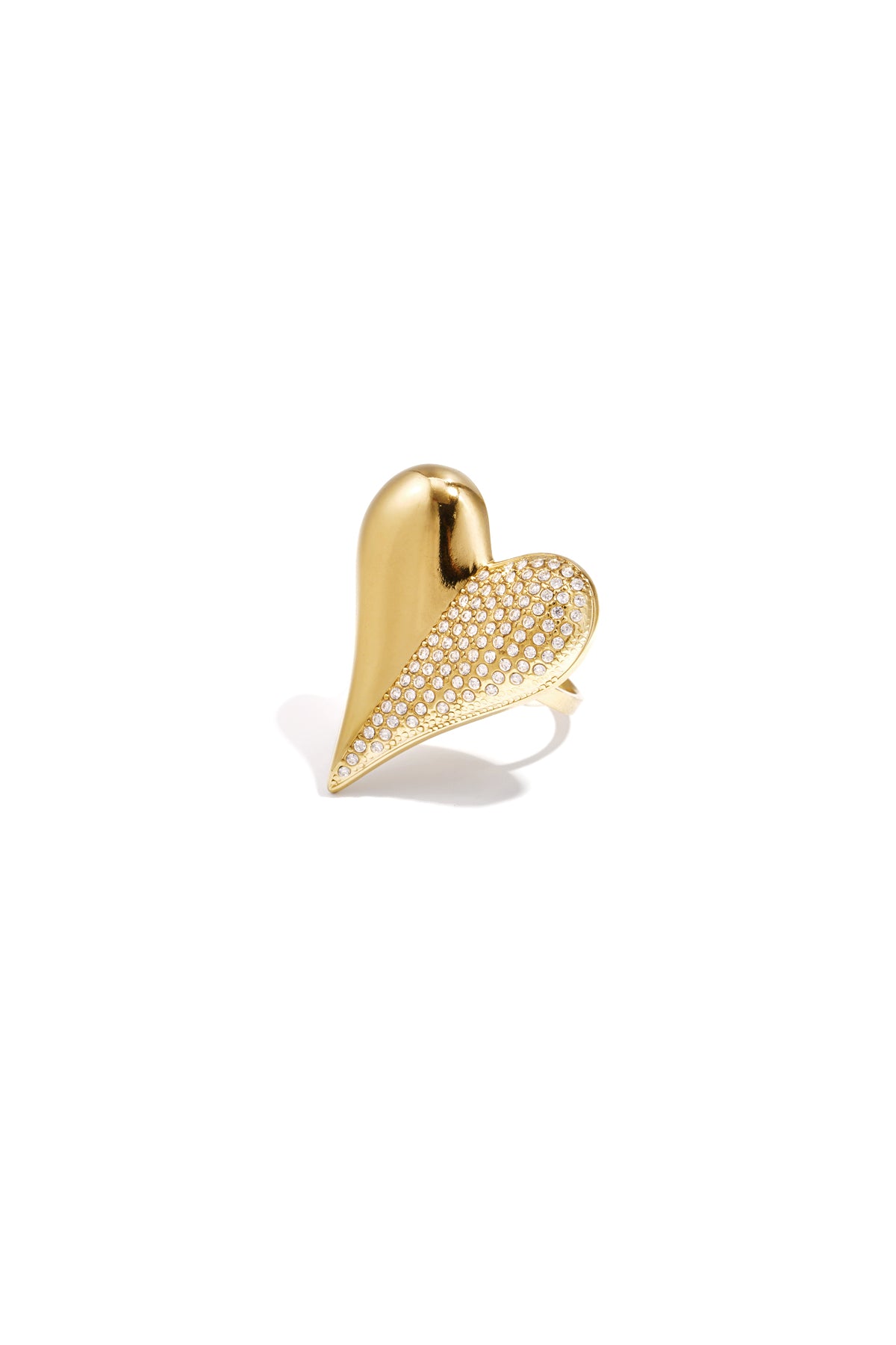 damen ring herz statement kristall | edelstahl | goldfarbe & silberfarbe
