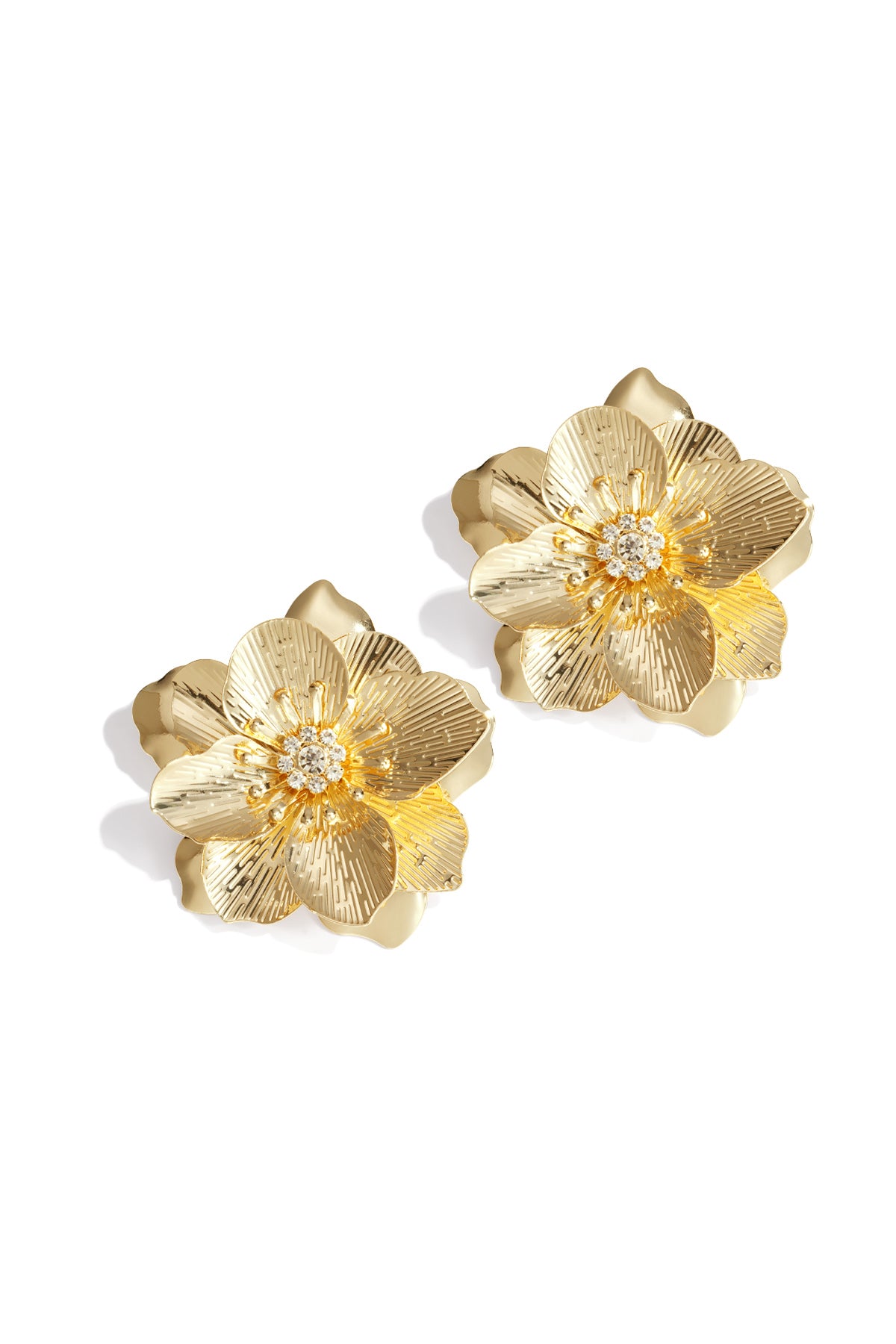 Damen Ohrringe Blume Strass Luxus | Eisen | Silberfarbe