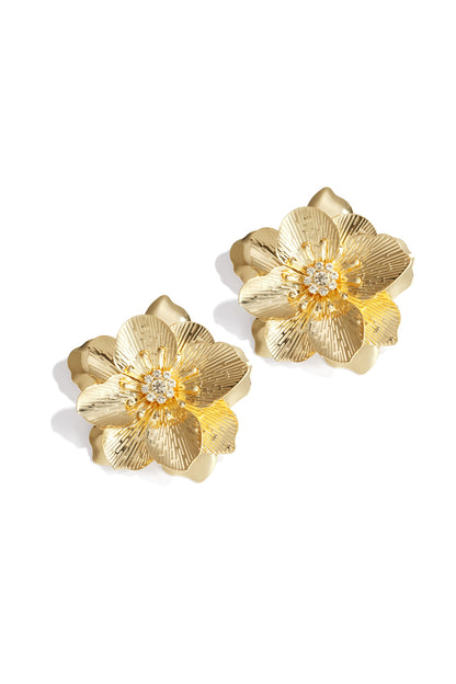 Damen Ohrringe Blume Strass Luxus | Eisen | Silberfarbe