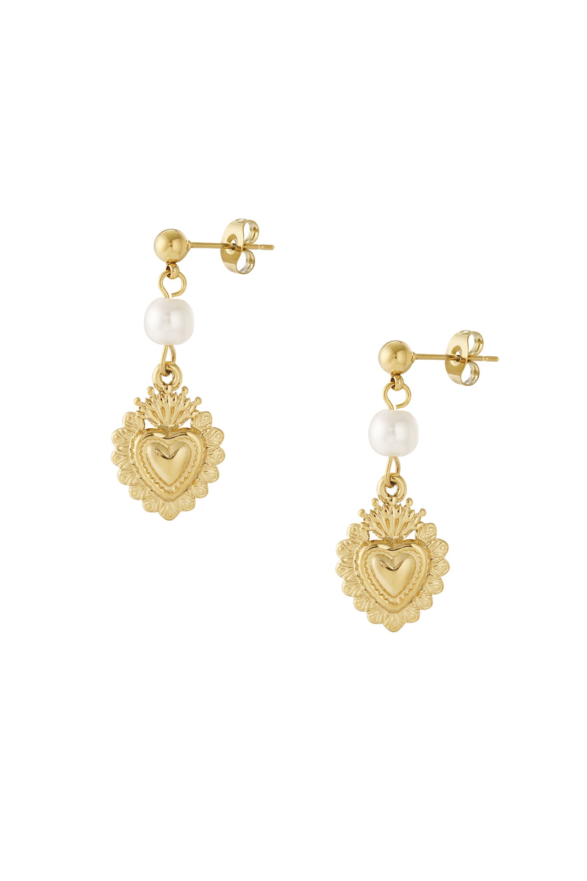 Damen Ohrringe Königliche Herzen | Edelstahl | Gold & Silber