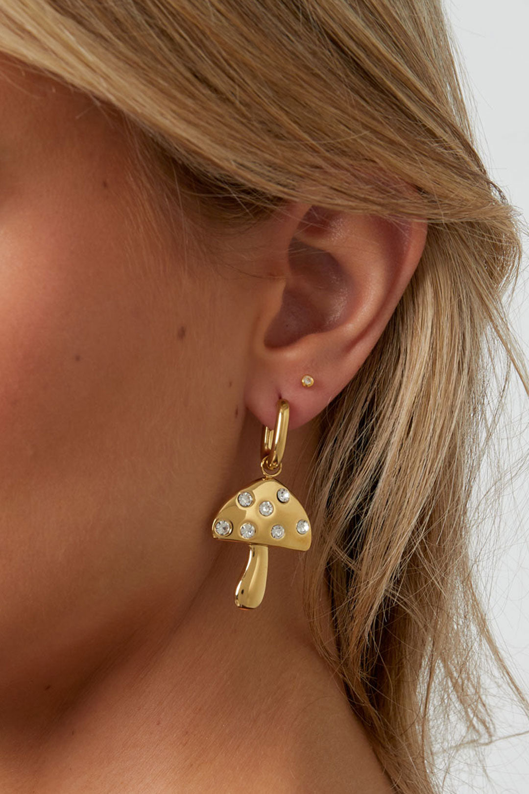 damen ohrhänger pflanze tropfen | edelstahl | goldfarbe