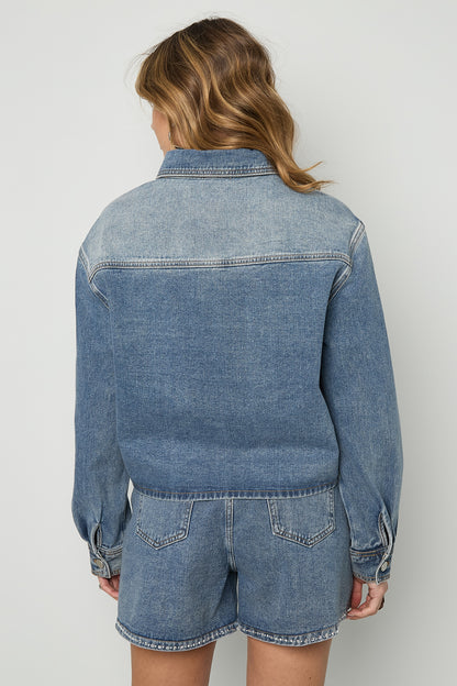 Damen Jeansjacke Strass | Baumwolle | Blau