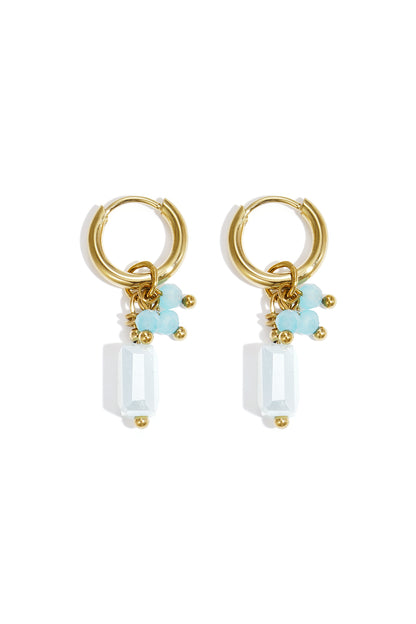 Damen Ohrringe Perle Schleife Romantisch | Edelstahl | Orange & Hellrosa & Blau